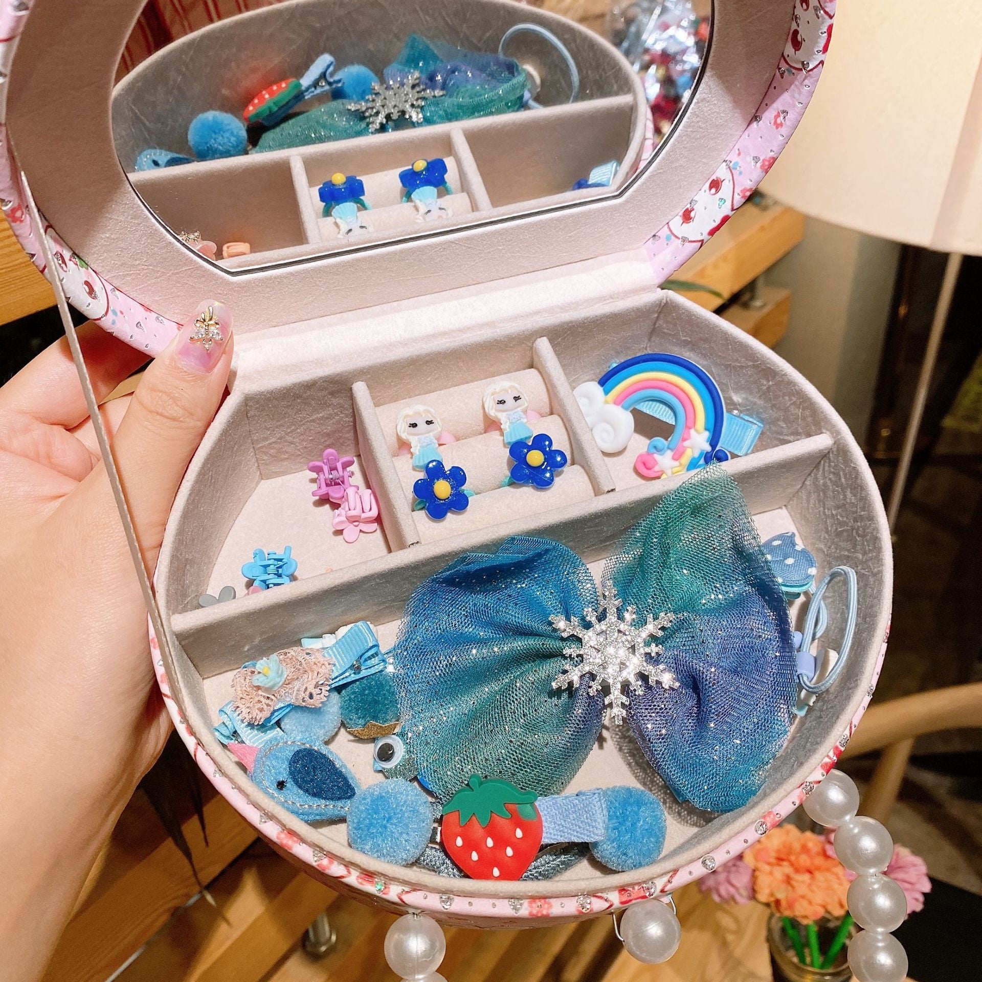 Babias Princess Baby Jewelry Gift Set – Cute Cartoon Hair Clips & Headdress Box for Little Girls