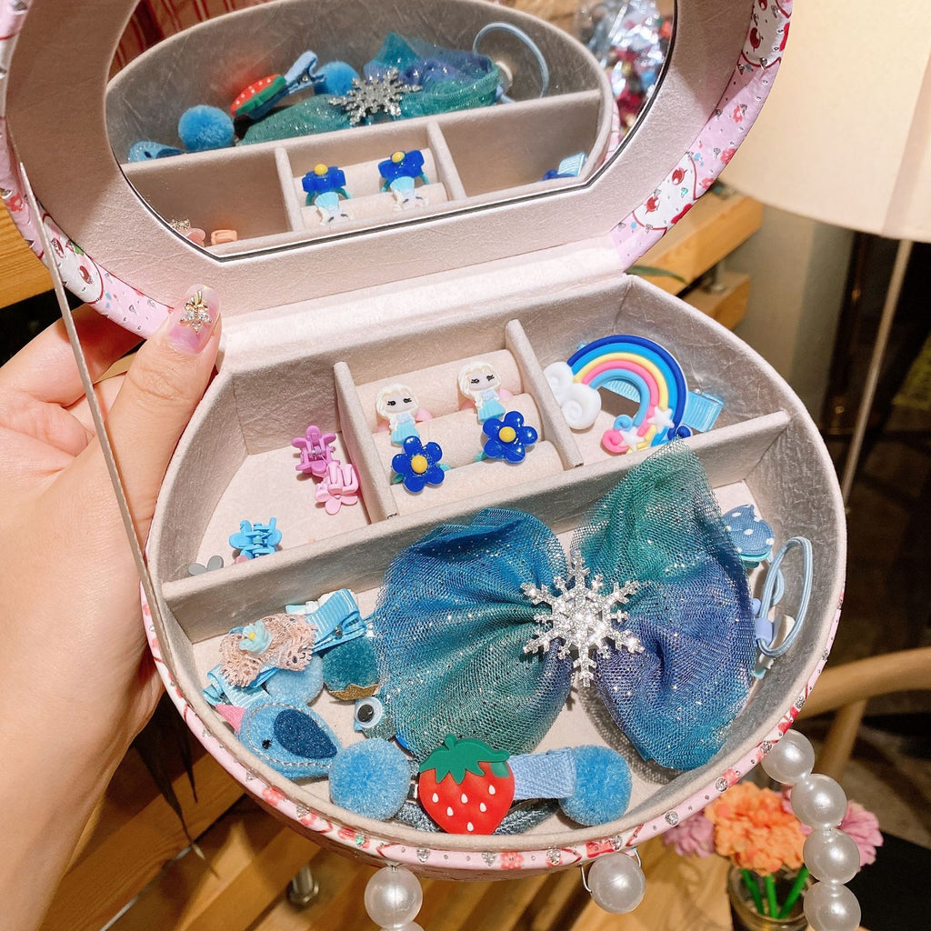 Babias Princess Baby Jewelry Gift Set – Cute Cartoon Hair Clips & Headdress Box for Little Girls