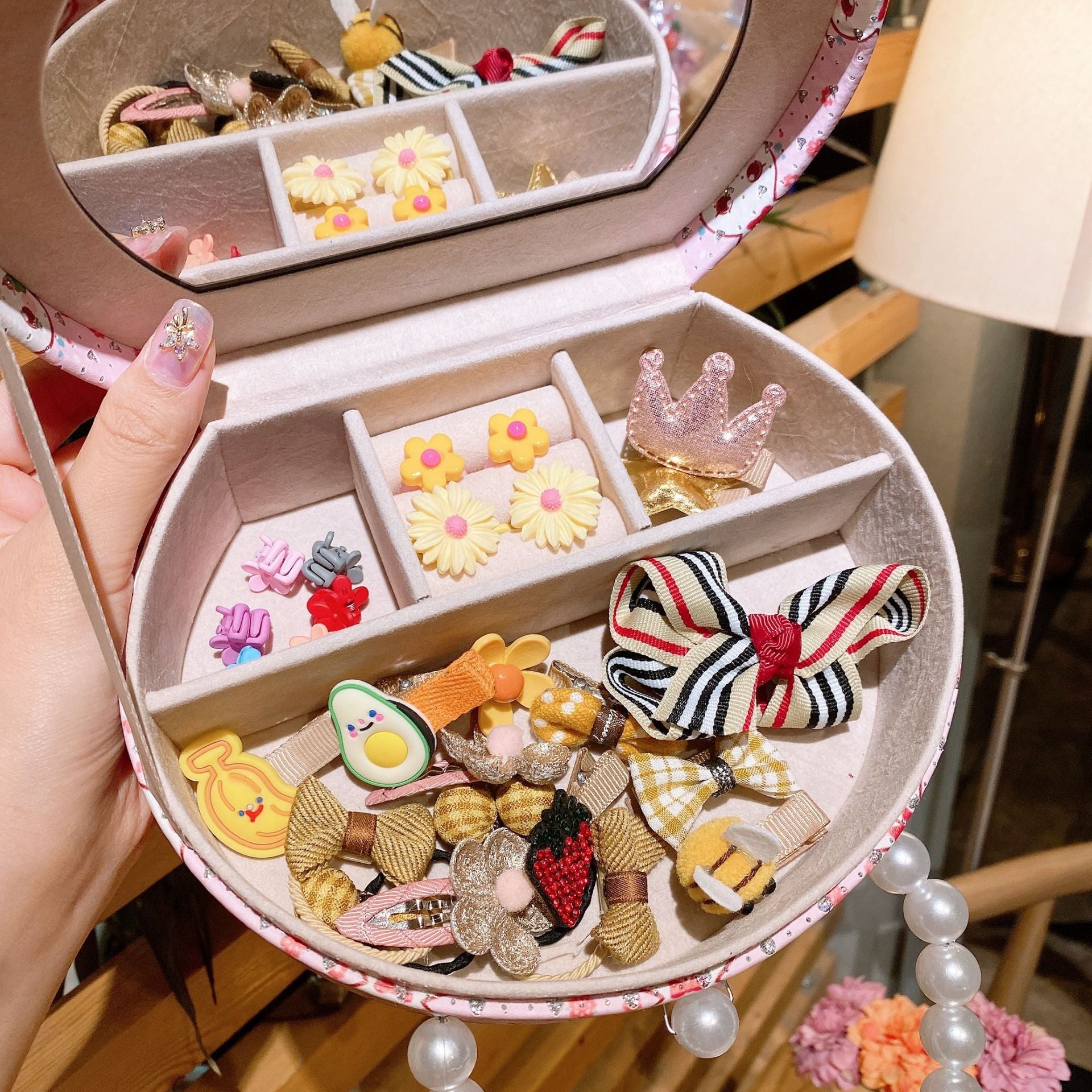 Babias Princess Baby Jewelry Gift Set – Cute Cartoon Hair Clips & Headdress Box for Little Girls