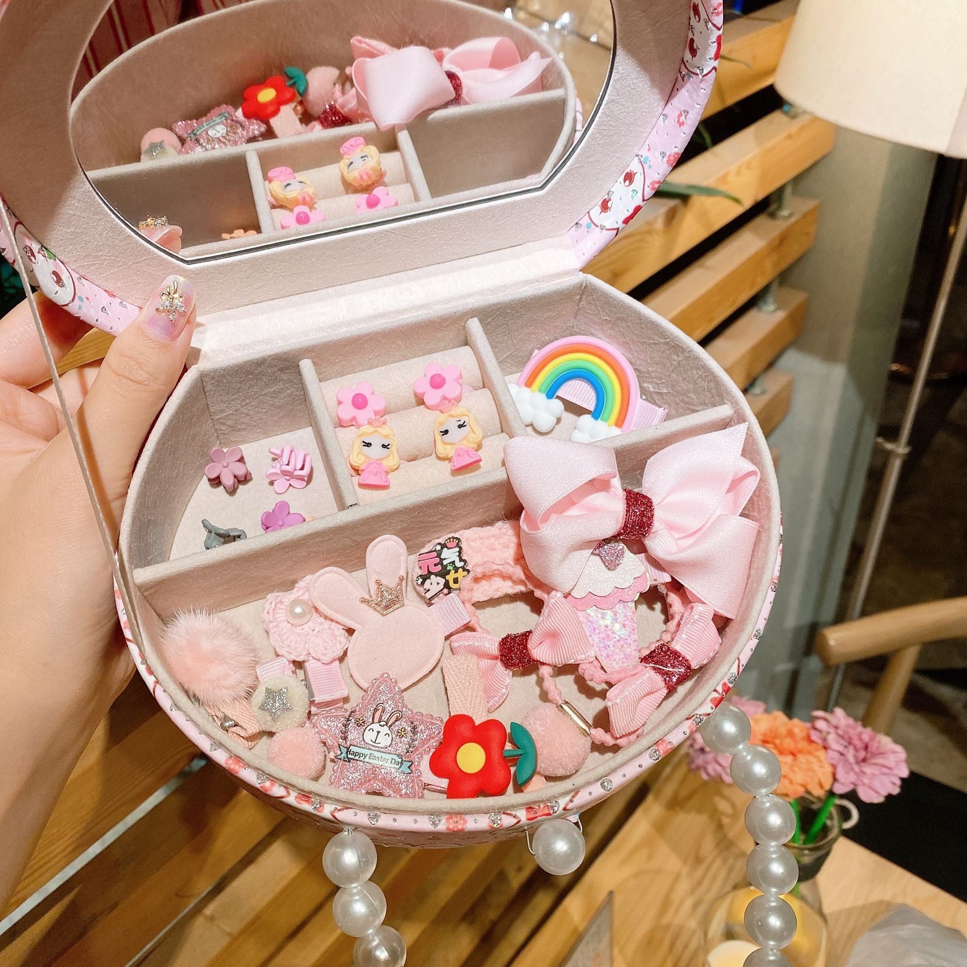 Babias Princess Baby Jewelry Gift Set – Cute Cartoon Hair Clips & Headdress Box for Little Girls