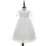 Babias Baby Girl Baptism Dress – Satin White Christening Gown