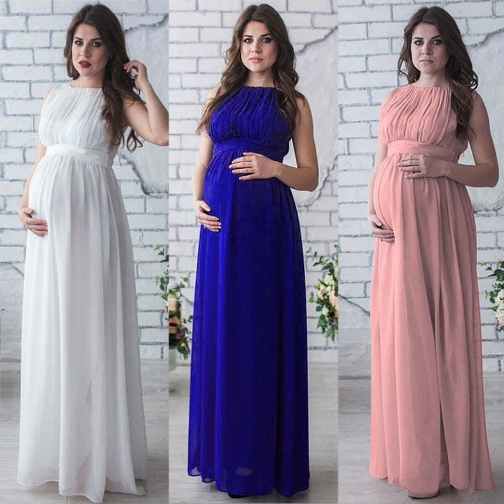 Babias maternity chiffon maxi dress for baby shower guest outfit