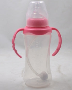 Blue baby bottle for infants with BPA-free design