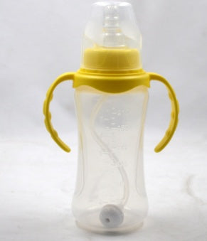 Blue baby bottle for infants with BPA-free design