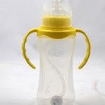 Blue baby bottle for infants with BPA-free design