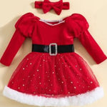 Child Girl Christmas Dress & Headband Suit | Baby Girl Christmas Dress Outfit – Babias