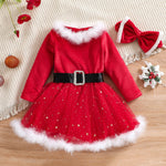 Child Girl Christmas Dress & Headband Suit | Baby Girl Christmas Dress Outfit – Babias