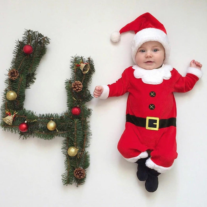 baby santa hat romper set – christmas romper for babies – santa outfit newborn