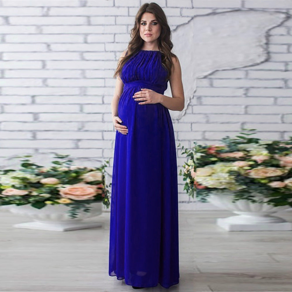 Babias maternity chiffon maxi dress for baby shower guest outfit