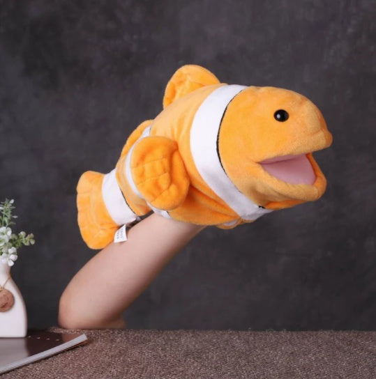 Goldfish Hand Puppet Plush Toy Baby Clown Fish Comfort Doll Kindergarten Show Fish Glove Doll - Babias