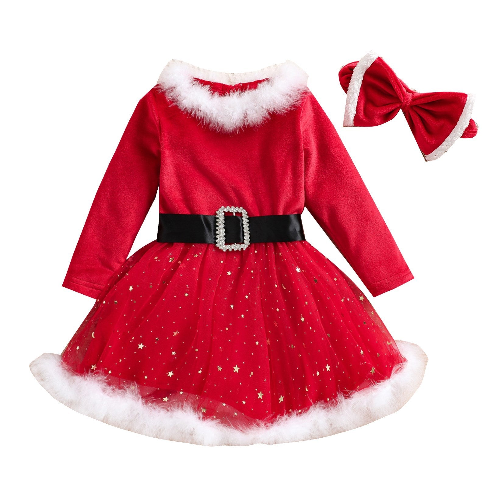 Child Girl Christmas Dress & Headband Suit | Baby Girl Christmas Dress Outfit – Babias