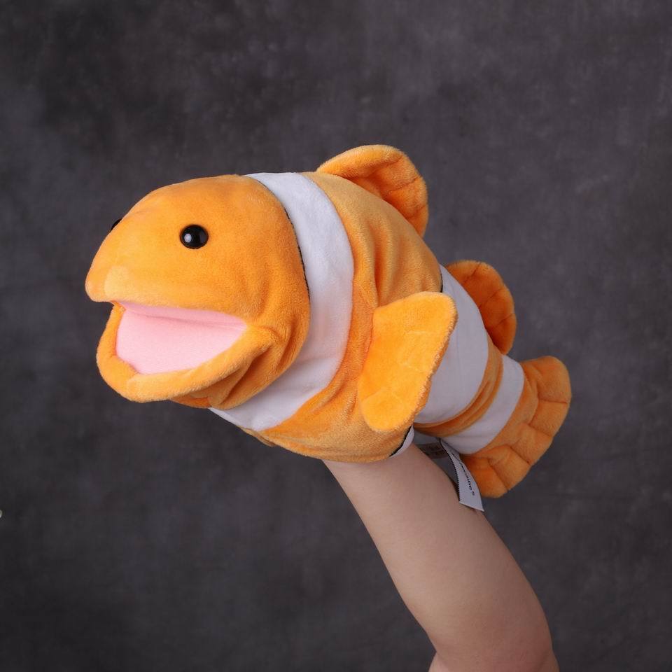 Goldfish Hand Puppet Plush Toy Baby Clown Fish Comfort Doll Kindergarten Show Fish Glove Doll - Babias