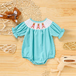 baby girl smocked bubble style bunny romper Babias