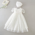Babias Baby Girl Baptism Dress – Satin White Christening Gown